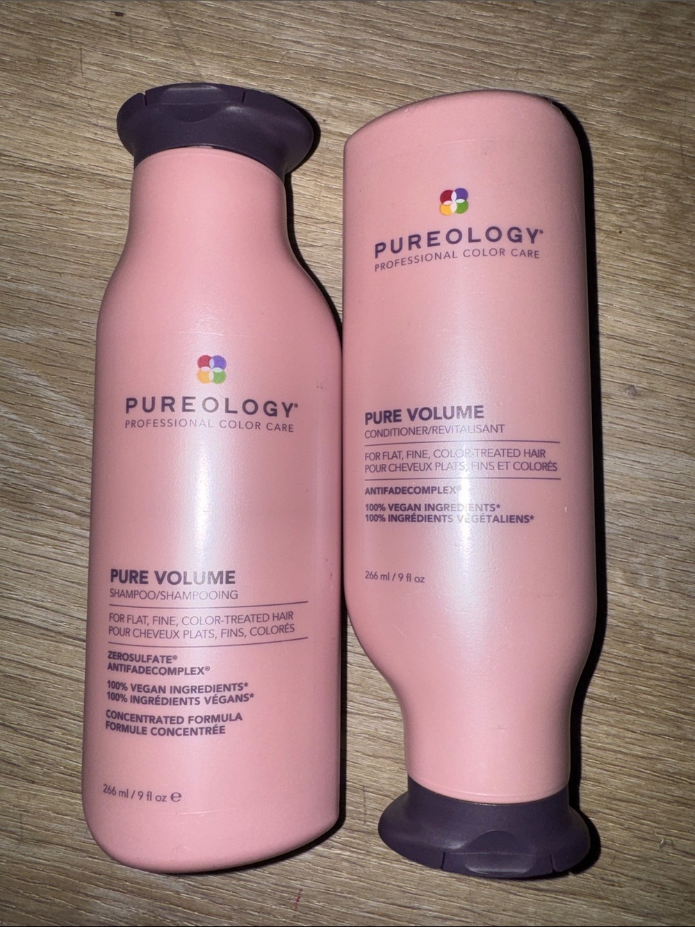 Pureology Pure Volume Shampoo & Conditioner Duo - Pink with Purple Caps